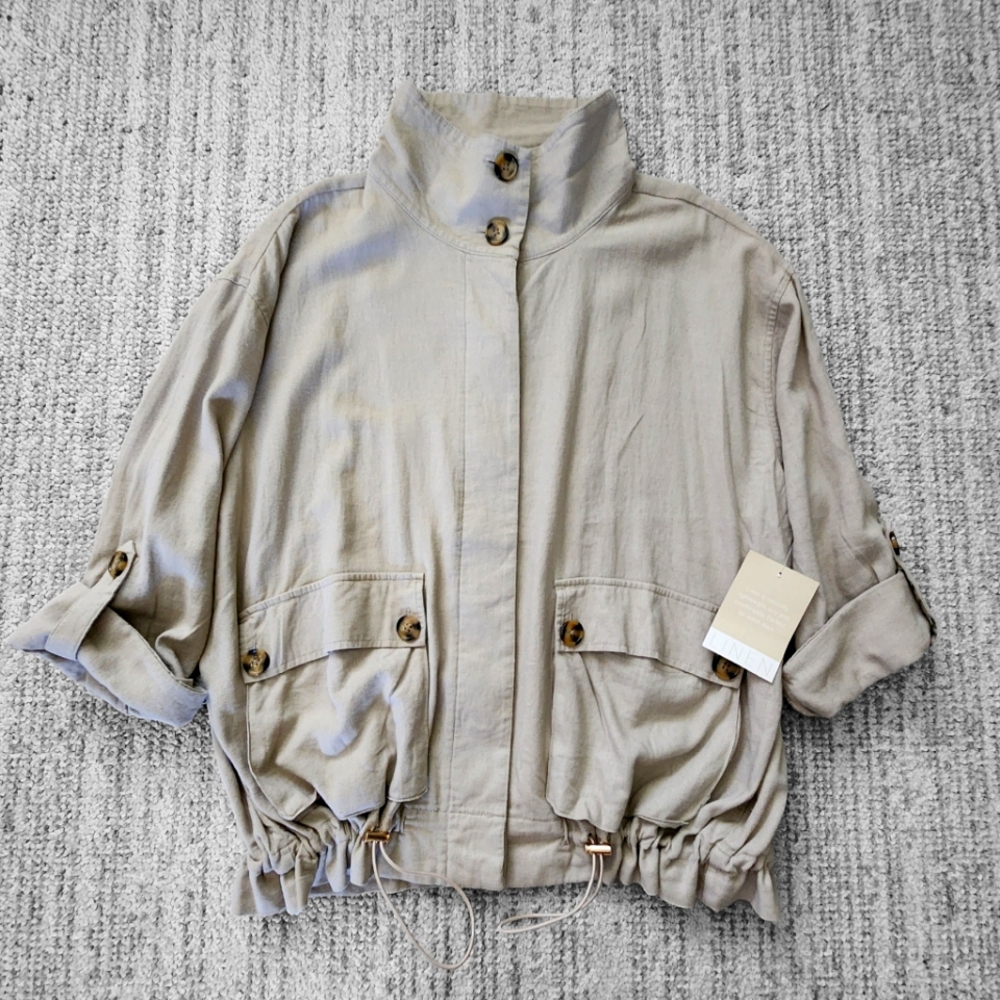 Calligraphie Women's Linen Beige Jacket Size 2X